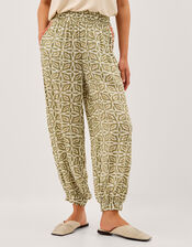 Elma Print Balloon Trousers, Green (KHAKI), large
