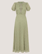 Celina Puff Sleeve Lace Midi Dress, Green (SAGE), large