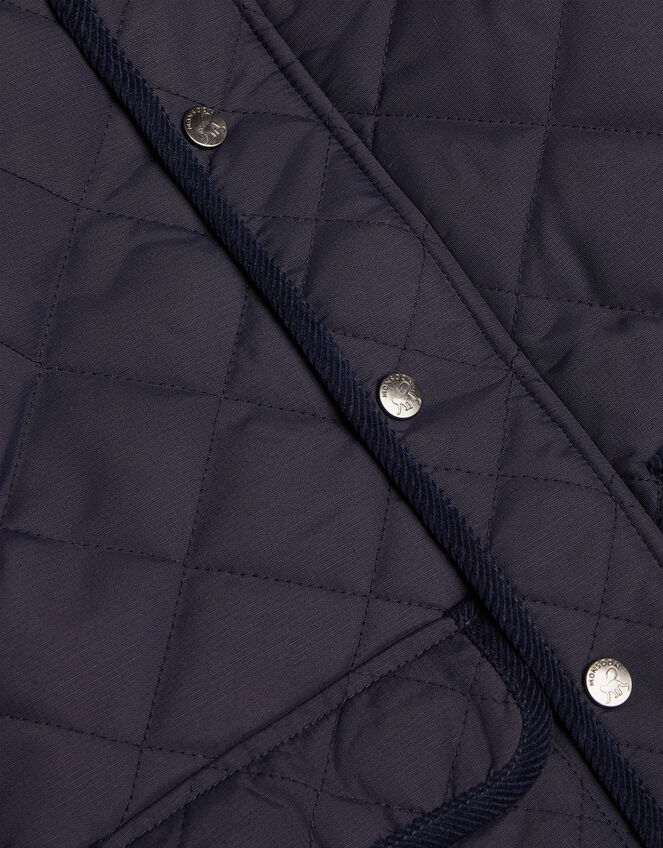 Quilted Collared Coat with Hood Blue