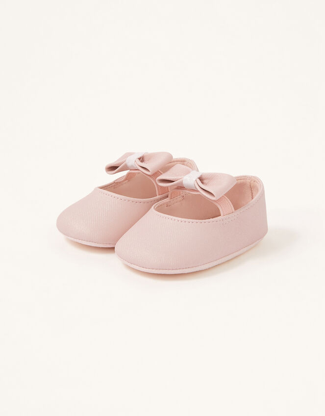 Shimmer Bow Booties, Pink (PINK), large