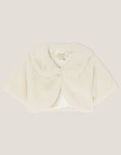 Faux Fur Collared Shrug, Ivory (IVORY), large