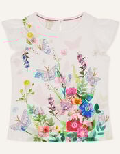 Floral Sequin Top in Sustainable Cotton, Ivory (IVORY), large