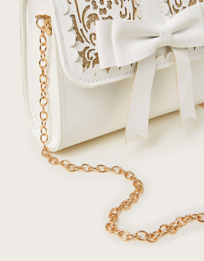 Glitter Cutwork Floral Bow Bag, , large