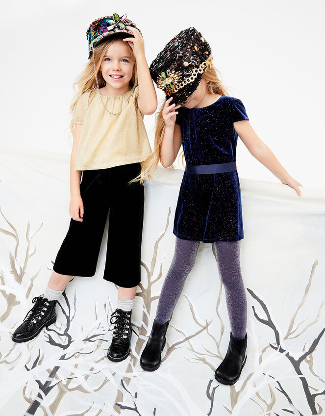 Shimmer Velvet Playsuit, Blue (NAVY), large