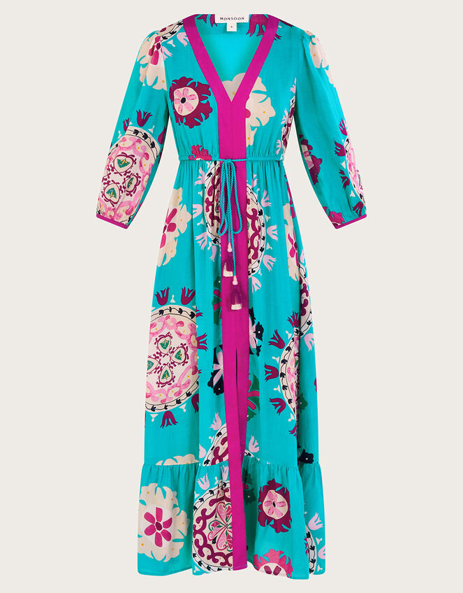 Bonita Print Maxi Dress, Blue (TURQUOISE), large