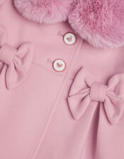 Baby Faux Fur Bow Coat, Pink (PINK), large
