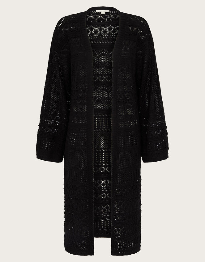 Phea Pointelle Cardigan, Black (BLACK), large