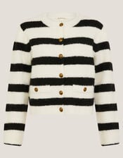 Sam Stripe Fuzzy Cardigan, Ivory (IVORY), large