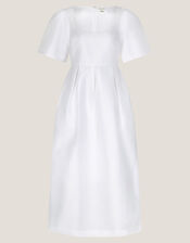 Sloane Short Sleeve Midi Wedding Dress, Ivory (IVORY), large
