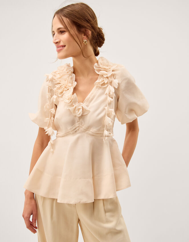 Clarissa Floral Appliqué Top Ivory