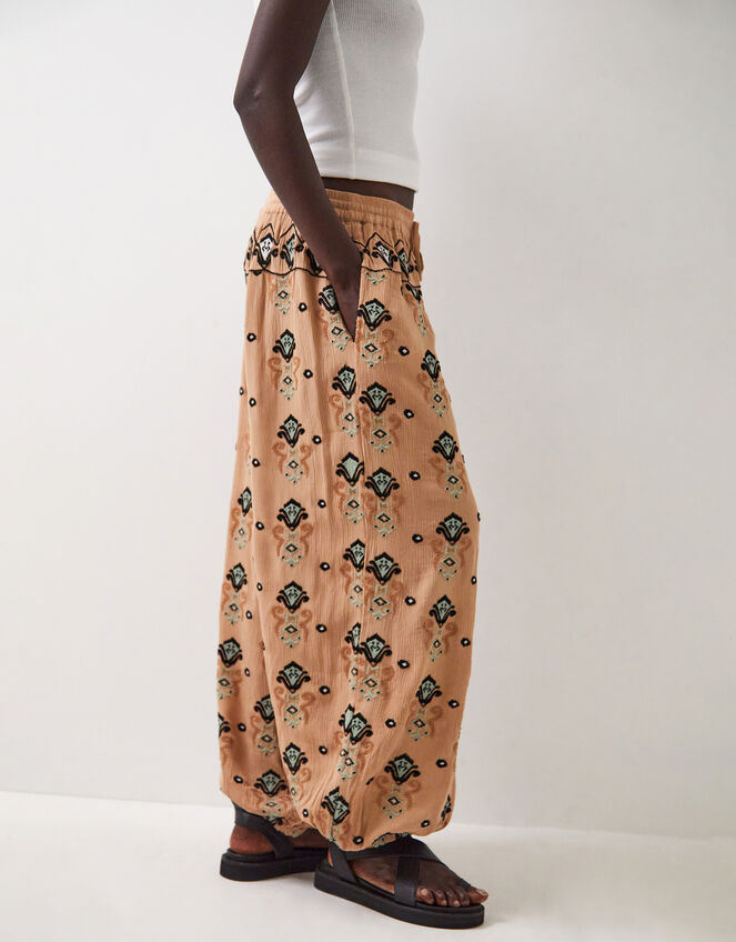 East Mimi Embroidered Balloon Trousers, Camel (BEIGE), large
