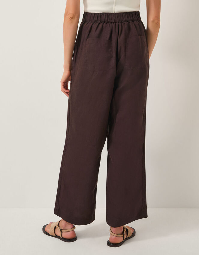 Jolie Straight Linen Trousers, Brown (CHOCOLATE), large