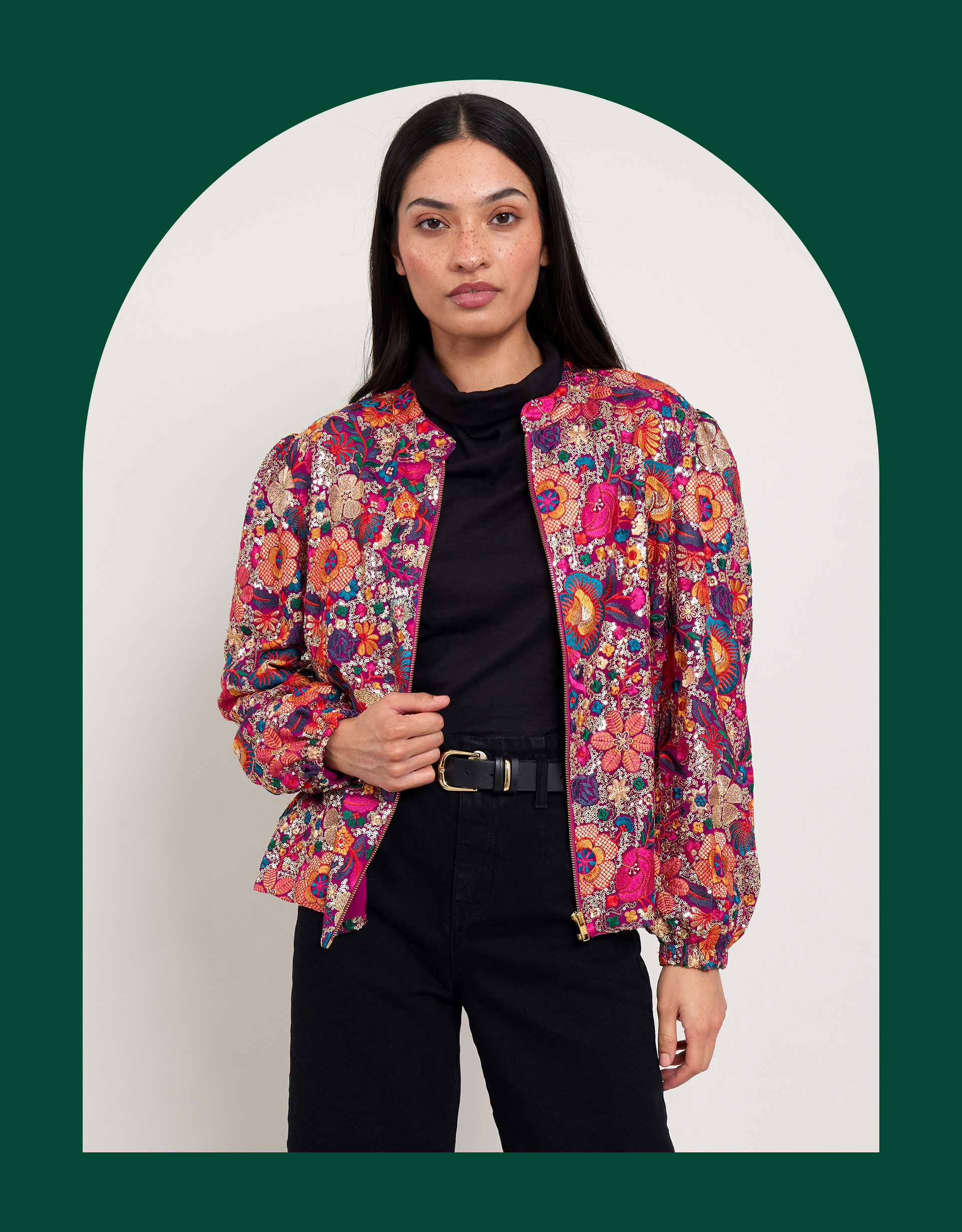 East Embellished Floral Bomber Jacket Multi