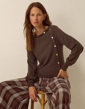 Beryl Button Jumper, Brown (CHOCOLATE), large