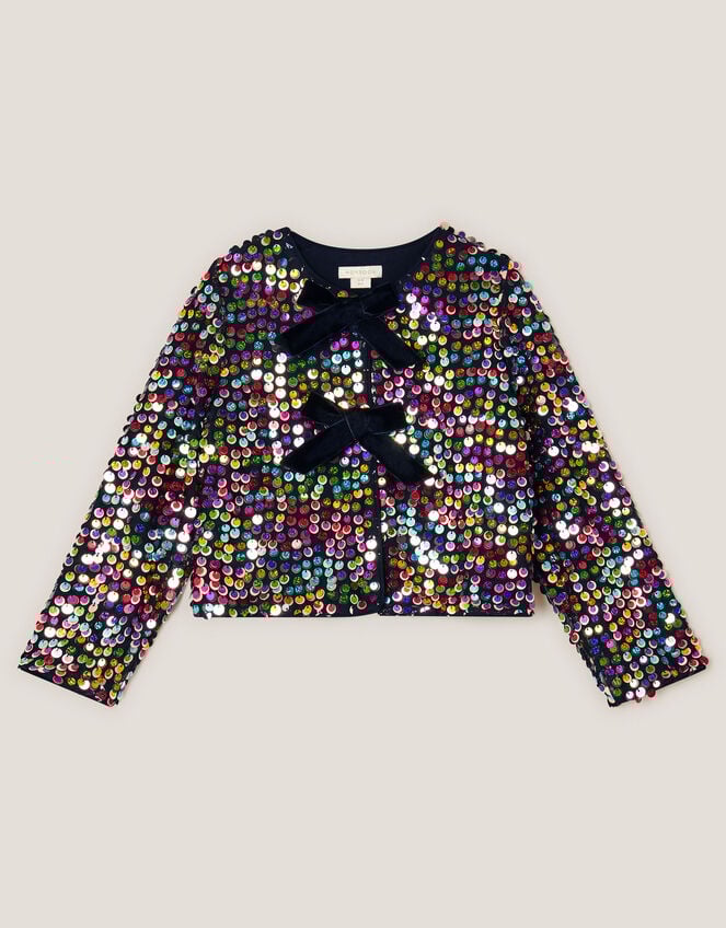 Rainbow Sequin Bow Cardigan, Multi (MULTI), large