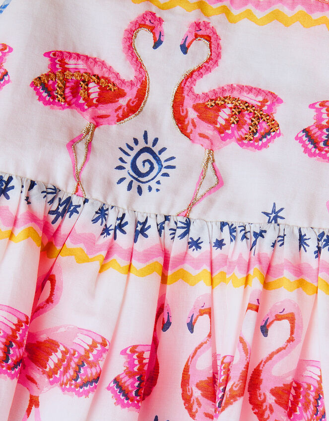 Baby Sequin Embellished Flamingo Dress, Ivory (IVORY), large