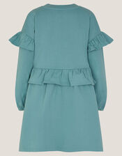 Floral Appliqué Sweatshirt Dress, Green (GREEN), large