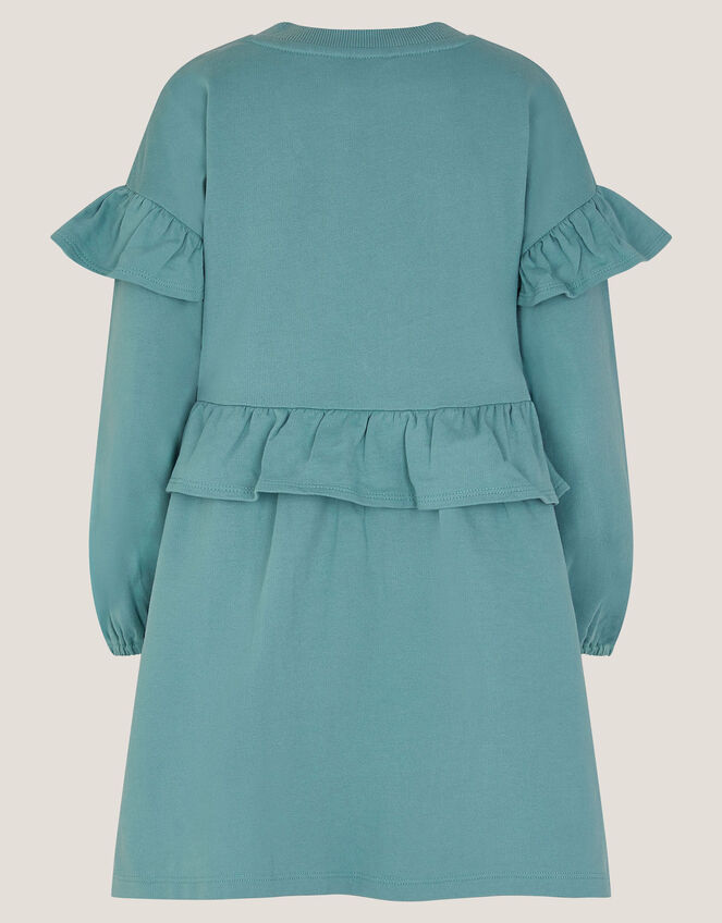 Floral Appliqué Sweatshirt Dress, Green (GREEN), large