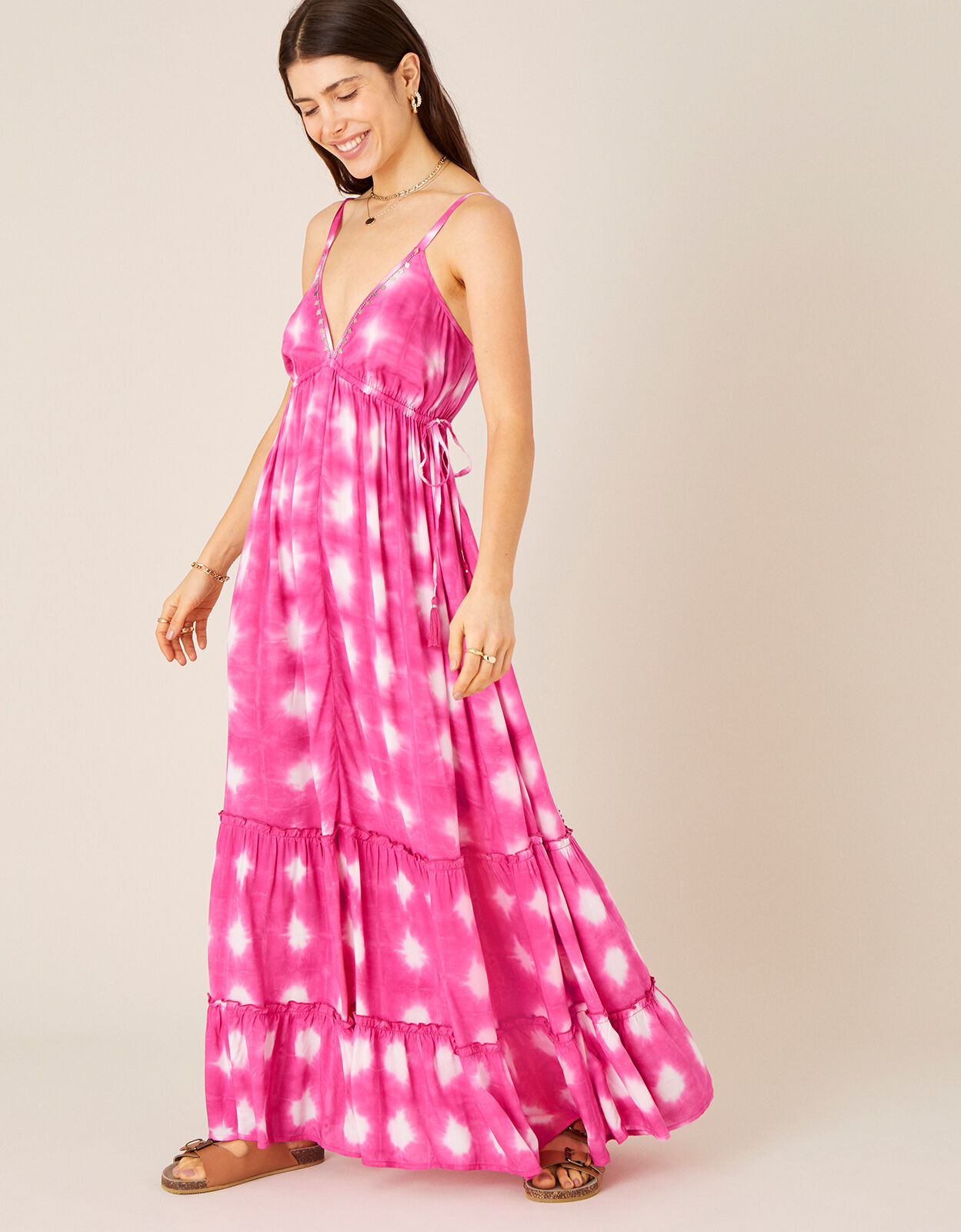 Pink tie dye maxi dress top