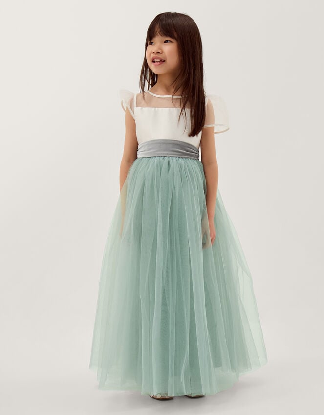Velvet Bow Bridesmaid Dress, Green (SAGE), large