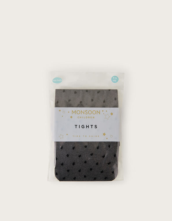 Semi Sheer Polka Dot Tights, Black (BLACK), large
