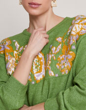 Josie Jacquard Jumper, Green (GREEN), large