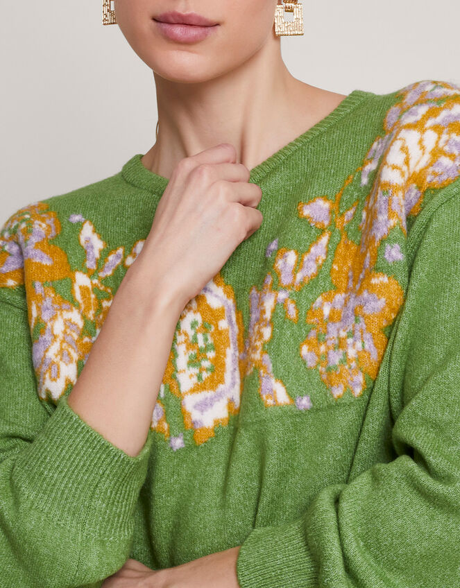 Josie Jacquard Jumper, Green (GREEN), large