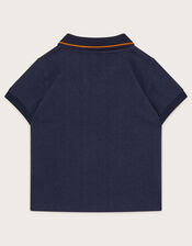 Contrast Trim Polo Top, Blue (NAVY), large