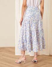 Animal Print Tiered Skirt, Blue (BLUE), large