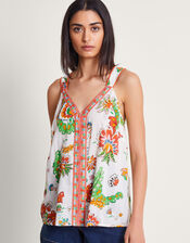 Embroidered Print Cami , Ivory (IVORY), large