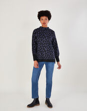 Animal Longline Jumper with Recycled Polyester, Black (BLACK), large