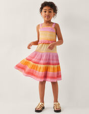 Ombré Sleeveless Tiered Dress, Pink (PINK), large