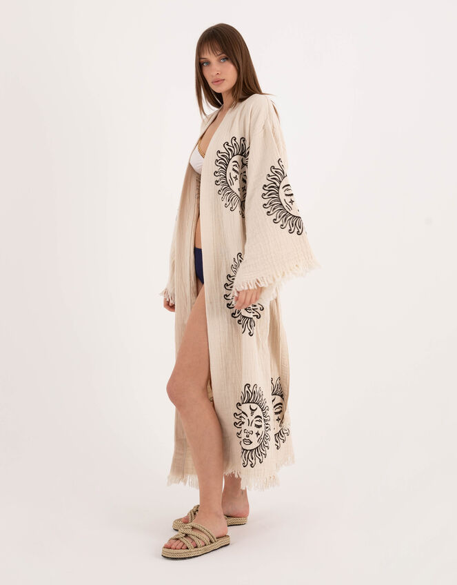 Meraki Beach Sun Woodblock Print Kimono, , large