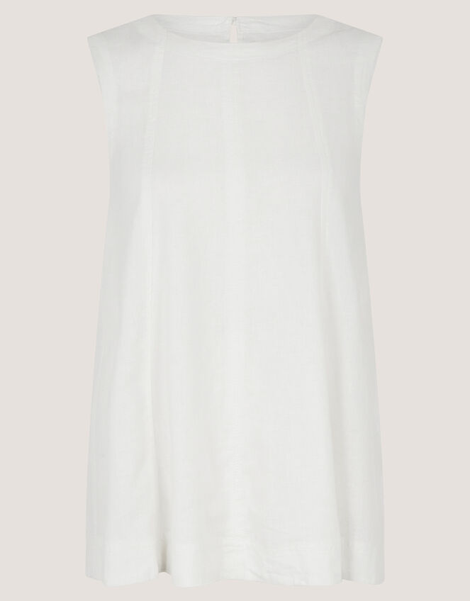 Sammy Swing Linen Blend Tank Top, White (WHITE), large