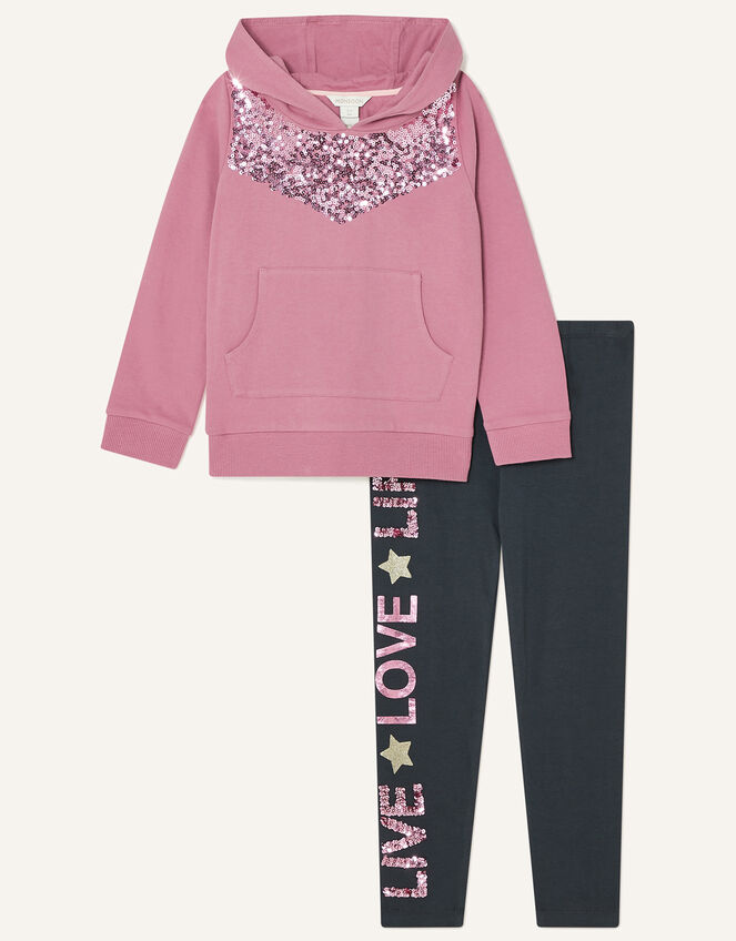Sequin Hoody and Leggings Set, Grey (GREY), large