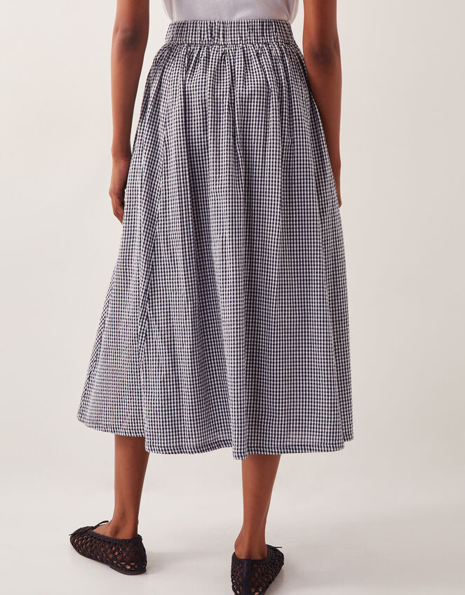 Bea Gingham Button Midi Skirt, Blue (NAVY), large