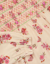 Butterfly Floral Smocked Blouse, Ivory (IVORY), large