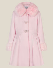 Isabella Faux Fur Collar Coat, Pink (PINK), large