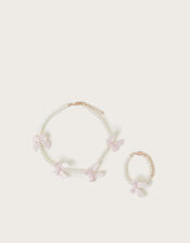 Carly Pearl Bow Necklace and Bracelet Set, , large
