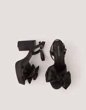 Grace Bow Satin Platform Heels, Black (BLACK), large