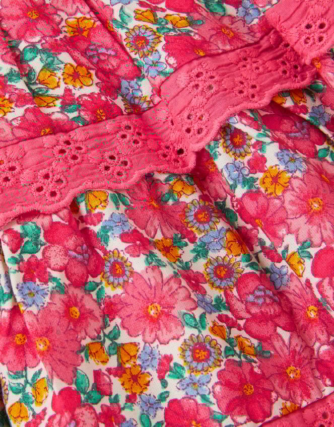 Floral Print Tiered Skirt, Pink (PINK), large