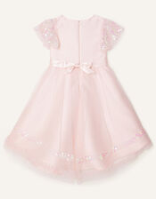 Sequin Duchess Twill High-Low Dress, Pink (PINK), large