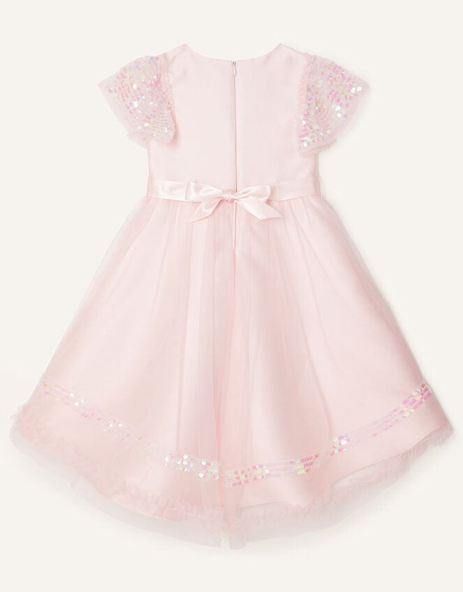 Sequin Duchess Twill High-Low Dress, Pink (PINK), large