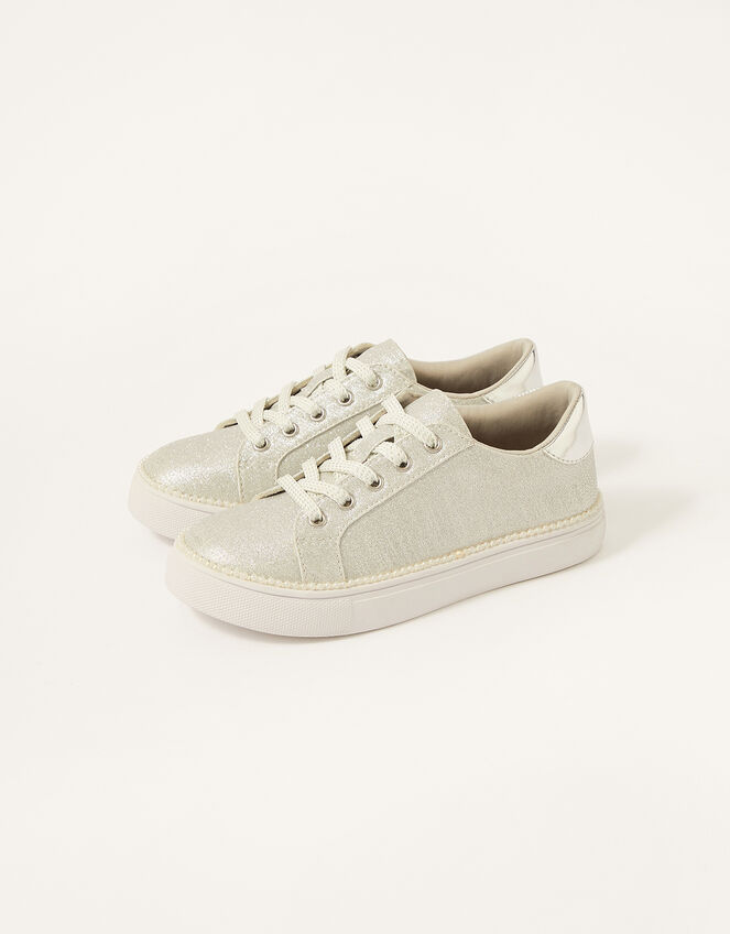 Shimmer Pearl Edge Trainers , Silver (SILVER), large