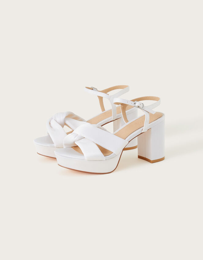 Satin Knot Platform Heeled Sandals Ivory | Women's Shoes | Monsoon UK.