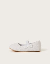 Baby Lace Bow Walker Shoes, Ivory (IVORY), large