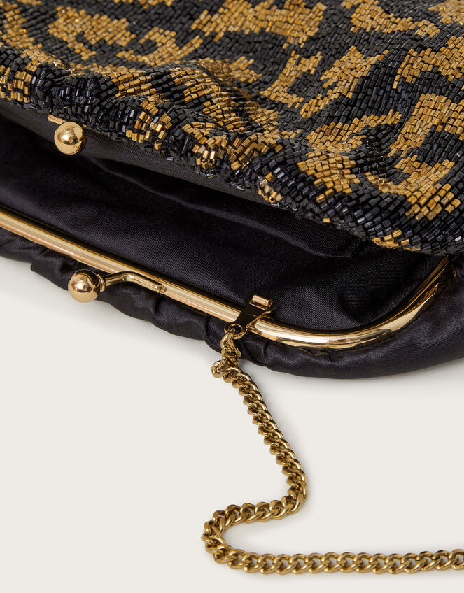 Alice Beaded Leopard Print Clutch, , large