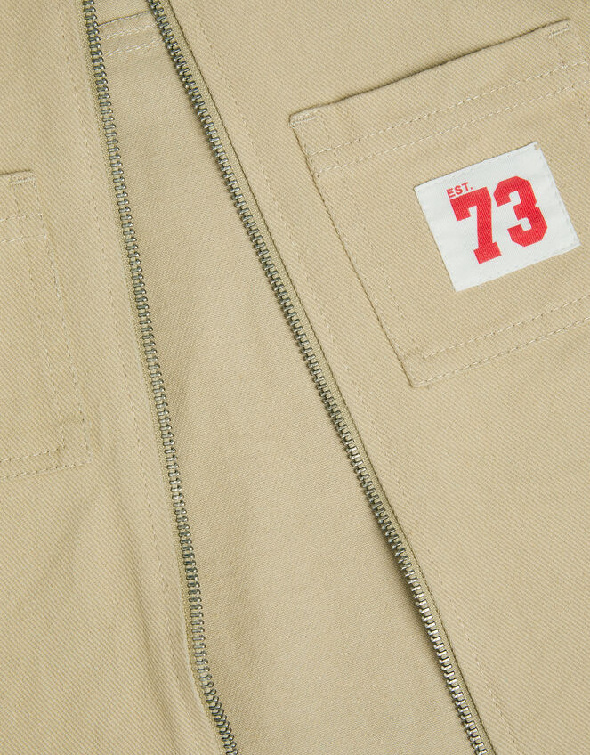 Hooded Twill Zip-Up Shacket, Natural (STONE), large