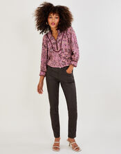 Coated Denim Skinny Jeans, Brown (CHOCOLATE), large
