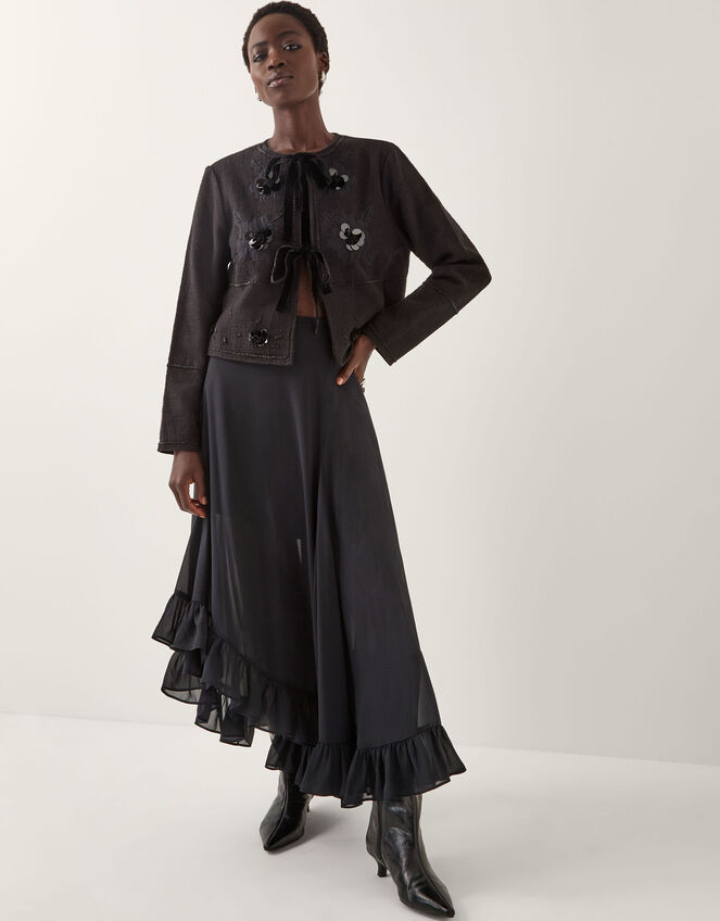 Lola Embellished Tie Front Jacket, Black (BLACK), large